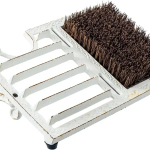 White Iron Shoe Scraper and Scrubber Mat, Dirt Cleaning Brush and Boot Puller